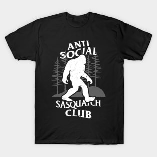 Funny Retro Vintage Alien Bigfoot Sasquatch Antisocial Club Outdoor Meme T-Shirt